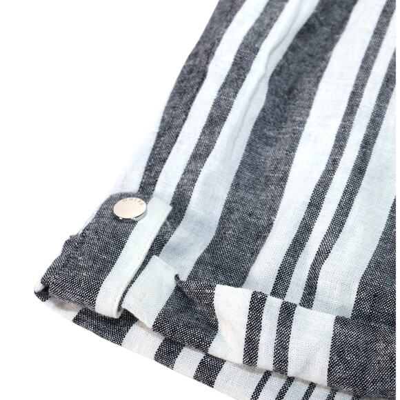 GUESS Charlotte Striped Linen Shorts - Womens Medium - White / Grey / Black-NWT - Picture 6 of 8